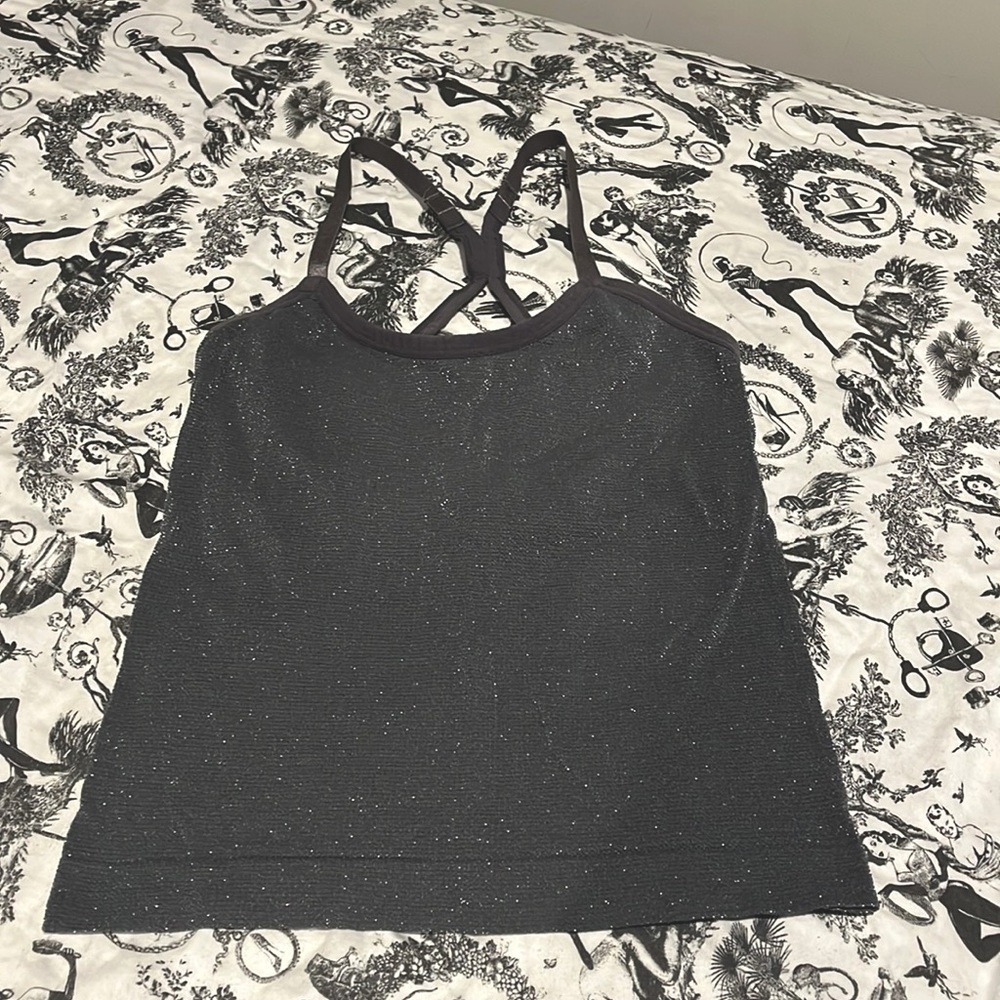 Grey Glittery Workout Crop Top with Built in Bra